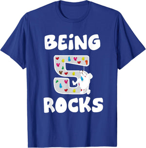 Rock Climbing Funny 5 Years Old 5th Birthday Gift Kids T-Shirt - T-Shirt | Royal