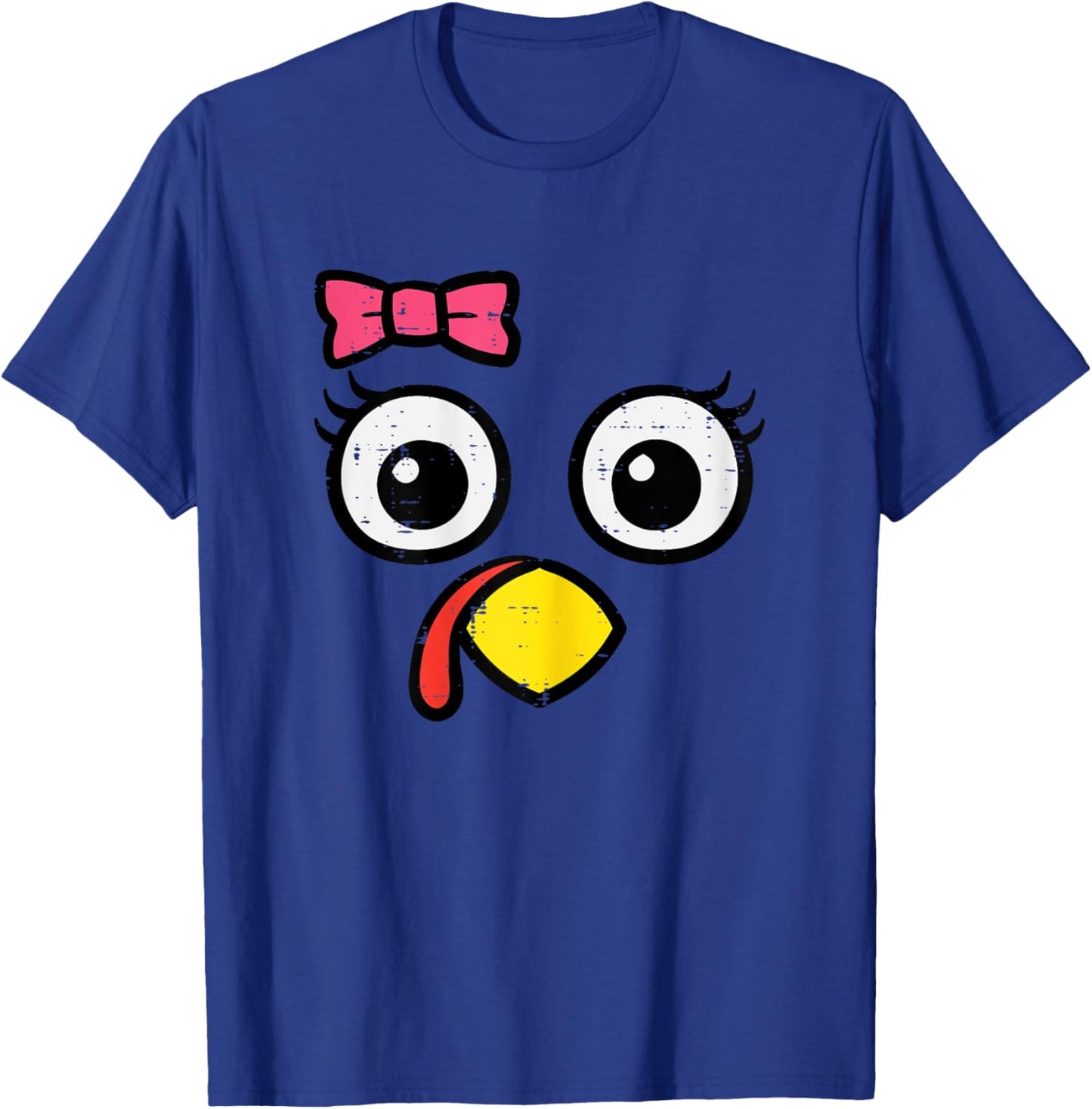Thanksgiving Turkey Face Bow Fall Girls Toddler Kids Youth T-Shirt - T-Shirt | Royal