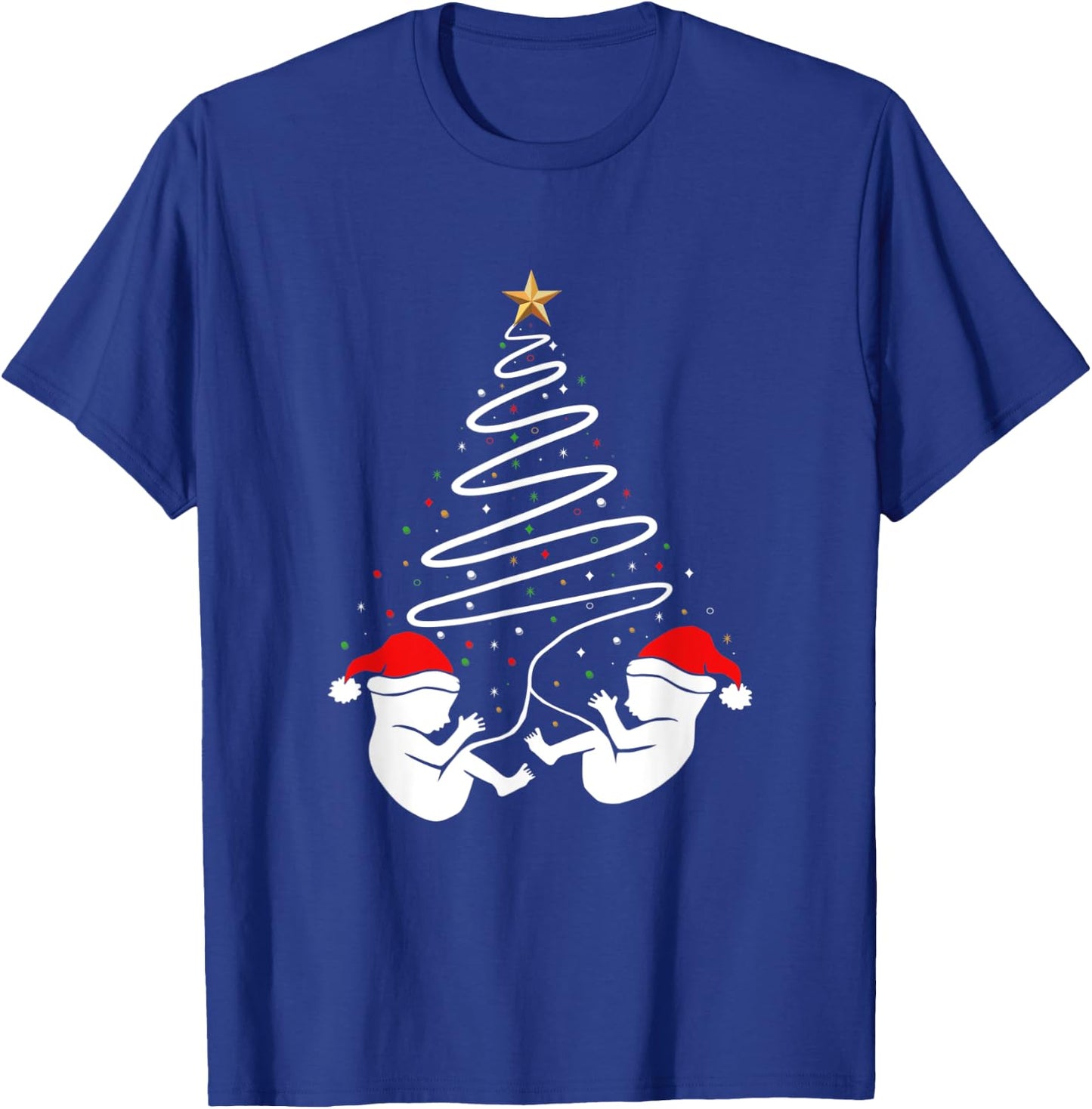 Baby Twins Announcement Clothing Holiday Christmas Pregnancy T-Shirt - T-Shirt | Royal