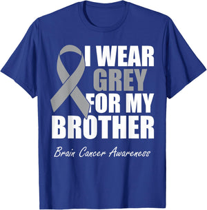 I Wear Grey For My Brother Brain Cancer Awareness T-Shirt - T-Shirt | Royal
