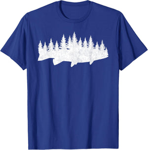 Steelhead Fishing - Forest Treeline Trout Fisherman Gift T-Shirt - T-Shirt | Royal