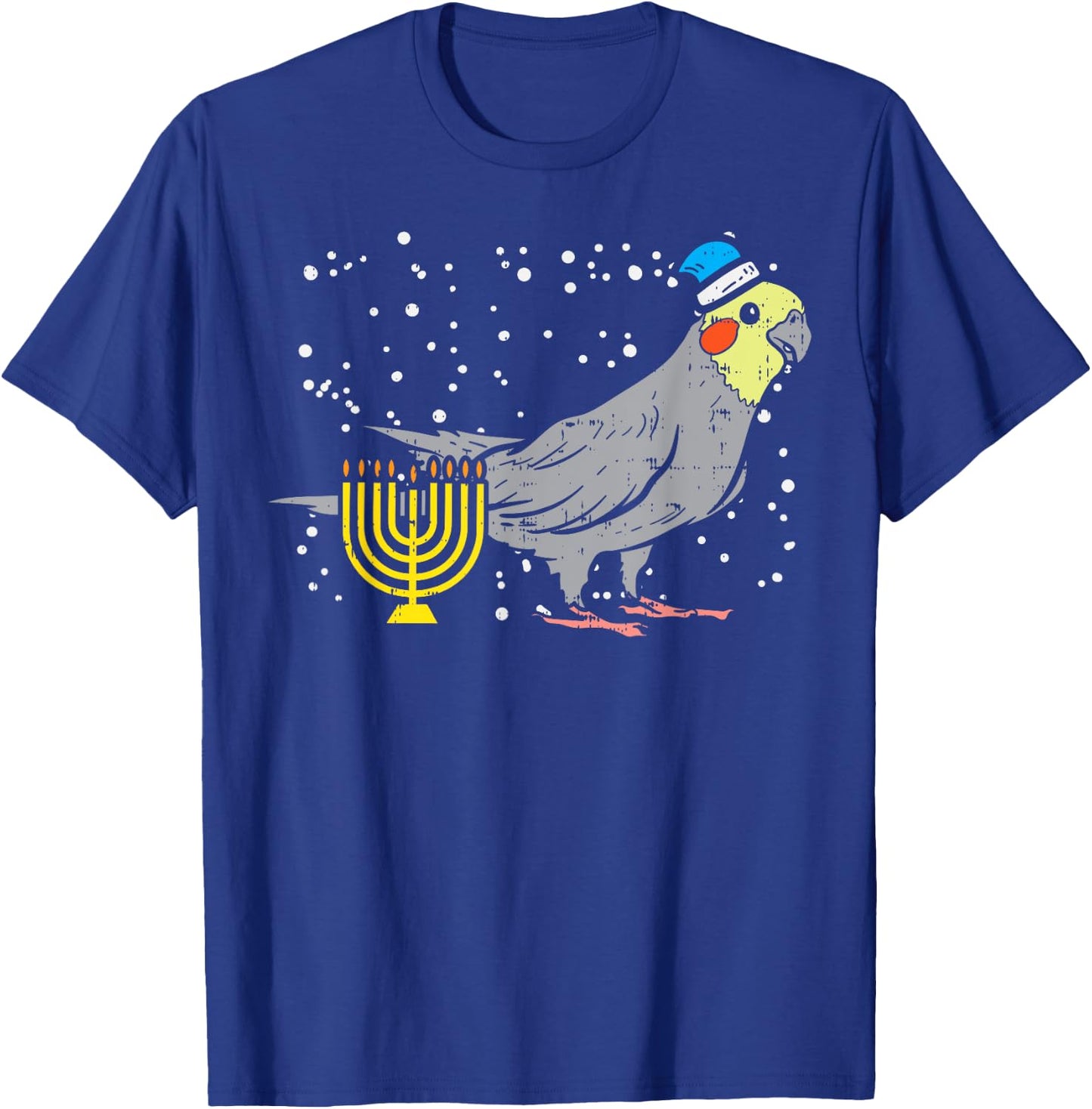 Cockatiel Menorah Jewish Cockatoo Parrot Bird Hanukkah Gift T-Shirt - T-Shirt | Royal