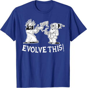 Vintage Evolve This Jesus And Darwin , Small, Black T-Shirt - T-Shirt | Royal
