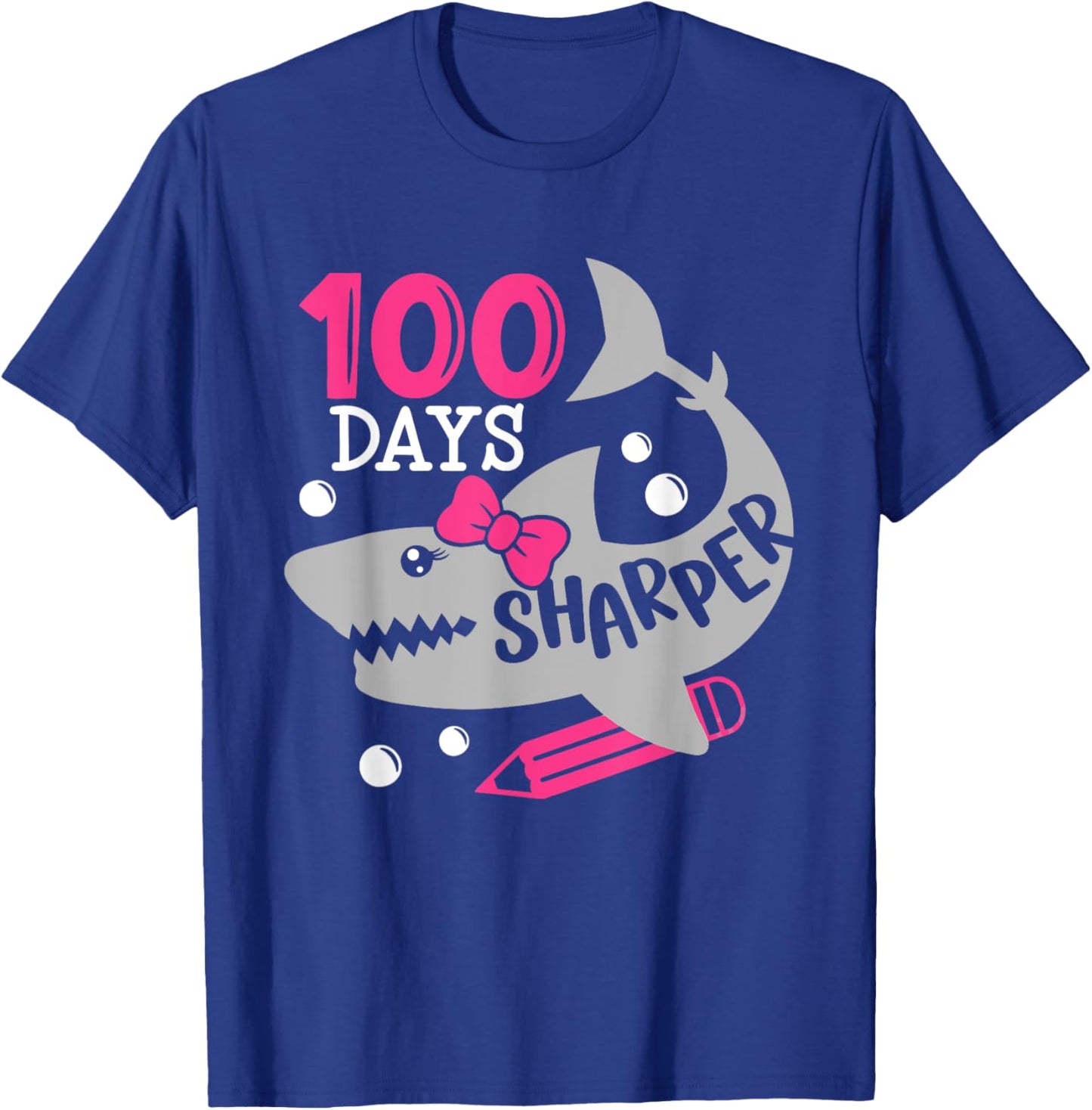 100 Days Sharper Shark Teachers Happy 100th Day Of School T-Shirt - T-Shirt | Royal