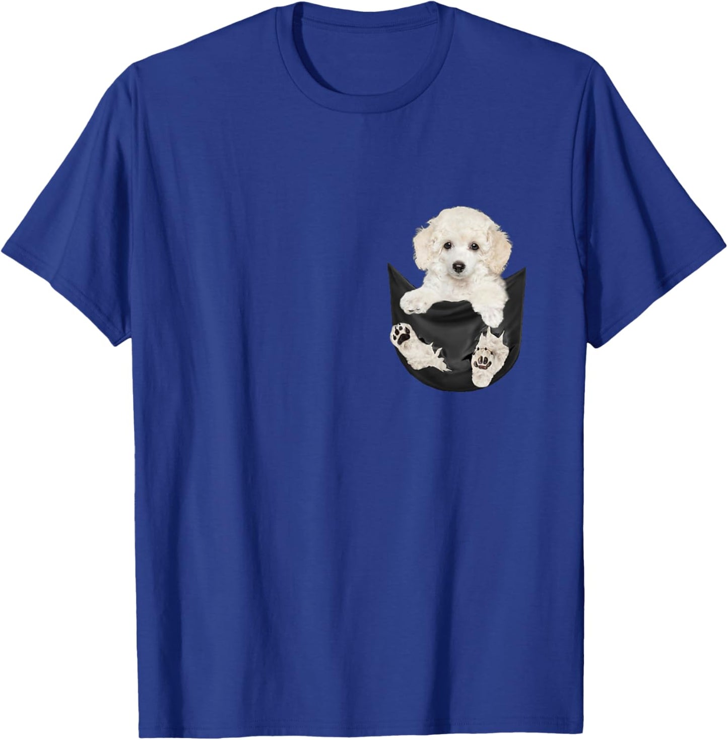 Dog Lovers Gifts White Poodle In Pocket Funny Dog Face Women Girls Kids T-Shirt - T-Shirt | Royal