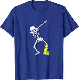 Funny Injury Dabbing Skeleton Broken Leg Kids Adult T-Shirt - T-Shirt | Royal