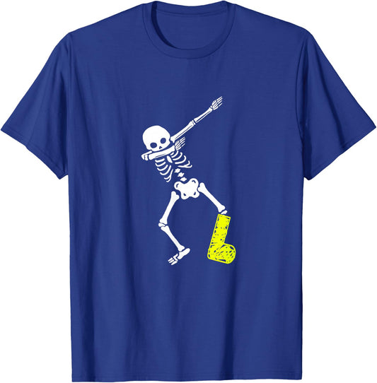 Funny Injury Dabbing Skeleton Broken Leg Kids Adult T-Shirt - T-Shirt | Royal