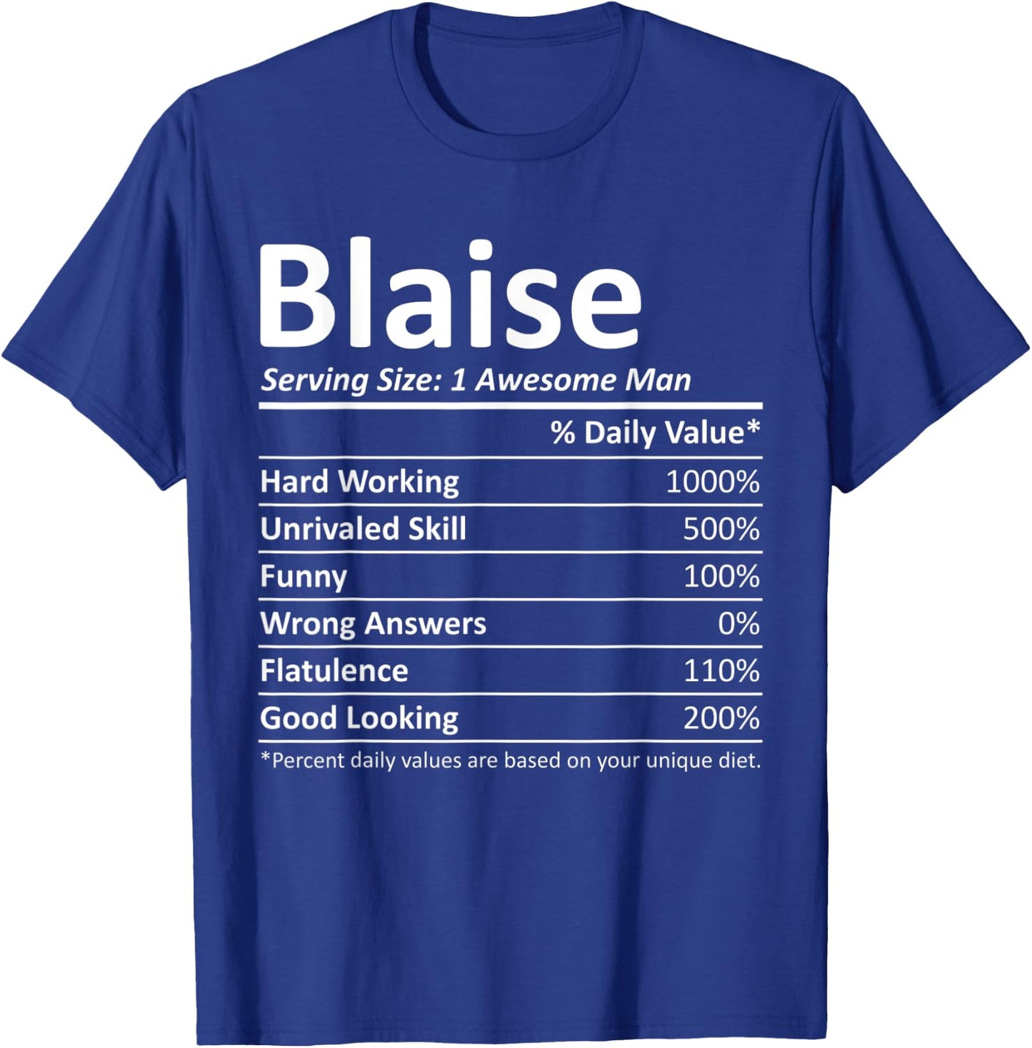BLAISE Nutrition Funny Birthday Personalized Name Gift T-Shirt - T-Shirt | Royal