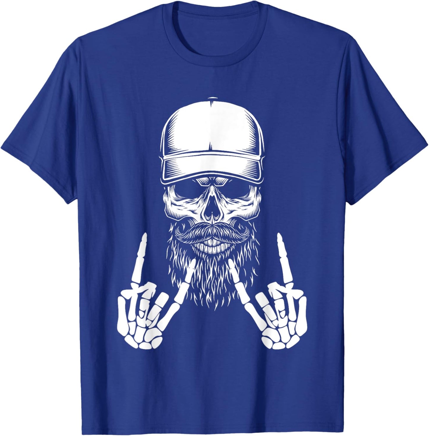 Cool Halloween Punk Rock Skeleton Cap Skater Rocker Skell T-Shirt - T-Shirt | Royal