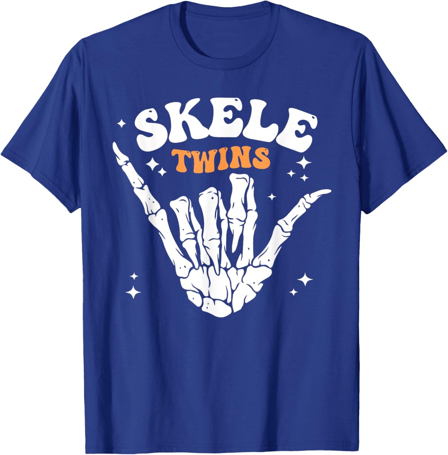 Twins Halloween Matching Skeletwins Funny Dancing Skeletons T-Shirt - T-Shirt | Royal