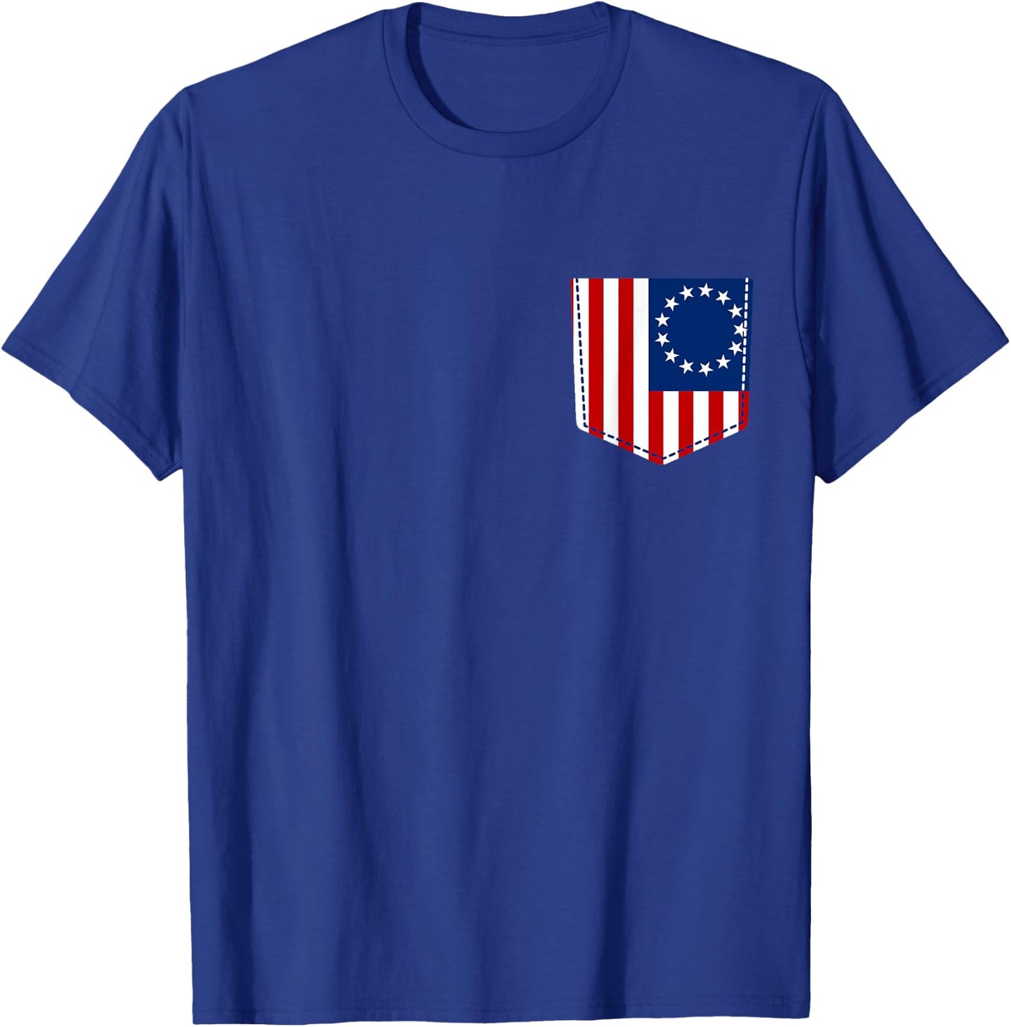 Betsy Ross Flag Shirt Pocket American Flag USA Patriot Gift Women Kids Men T-Shirt - T-Shirt | Royal