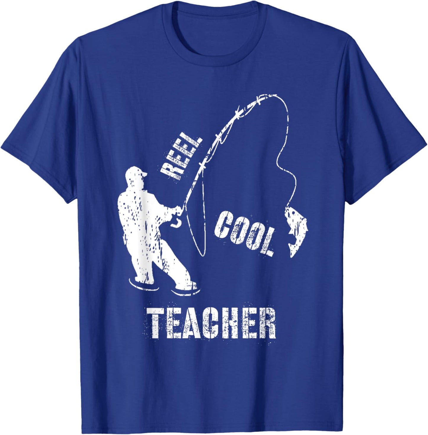 Reel Cool Teacher Grandpa Angler Fishing Fisherman Gift T-Shirt - T-Shirt | Royal