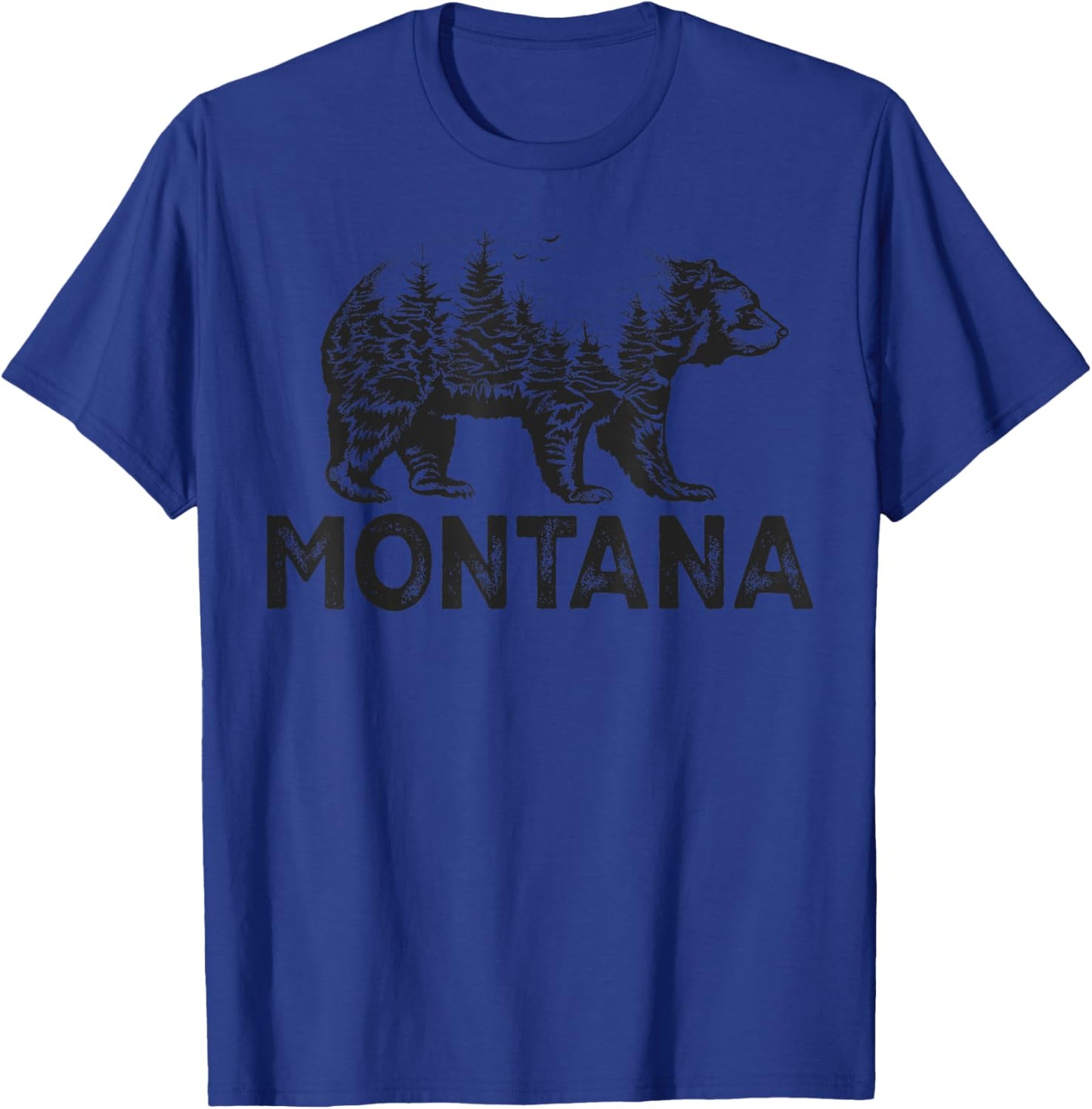 Retro Montana Grizzly Bear Nature Hiking Camping Vintage T-Shirt - T-Shirt | Royal