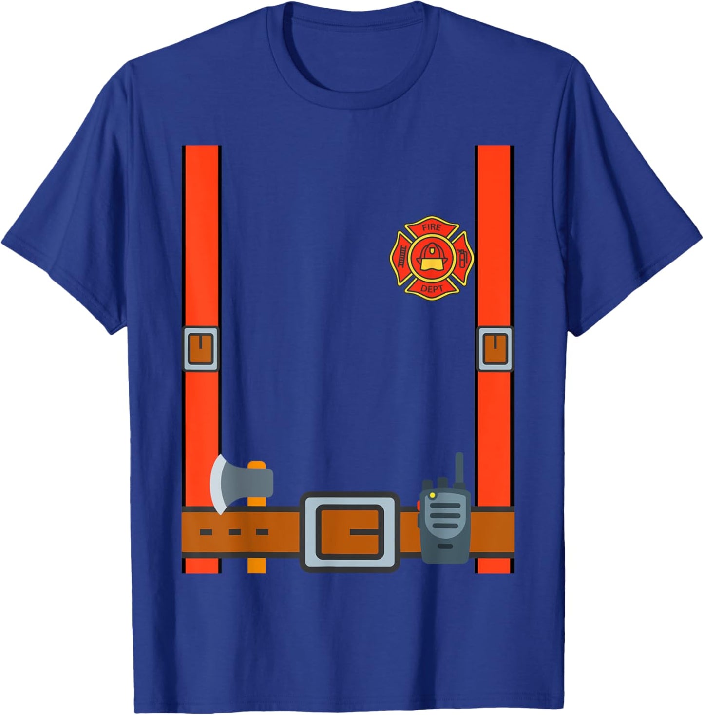 Fun Fireman Halloween - Firefighter Cosplay Costume Dressup T-Shirt - T-Shirt | Royal