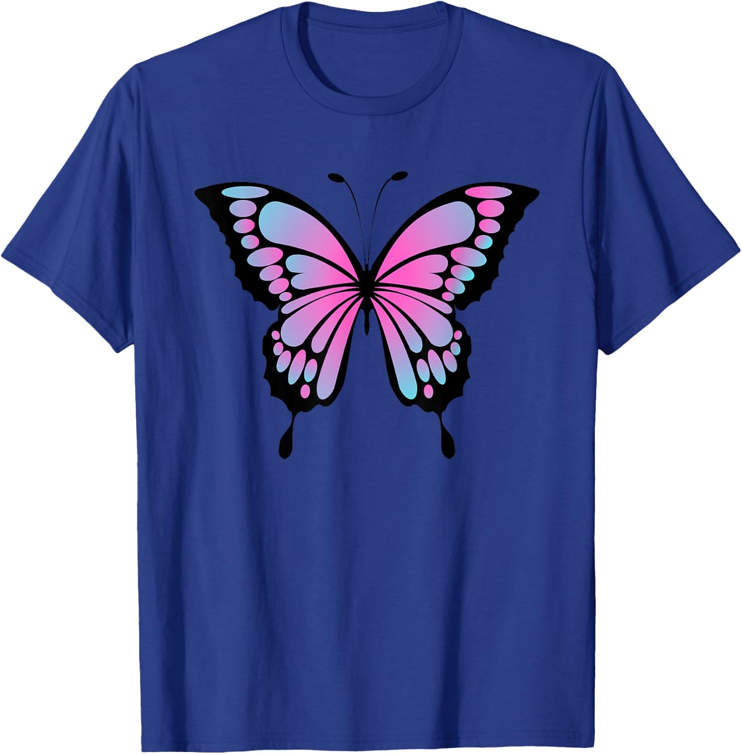 Radiant Pink and Blue Butterfly T-Shirt - T-Shirt | Royal