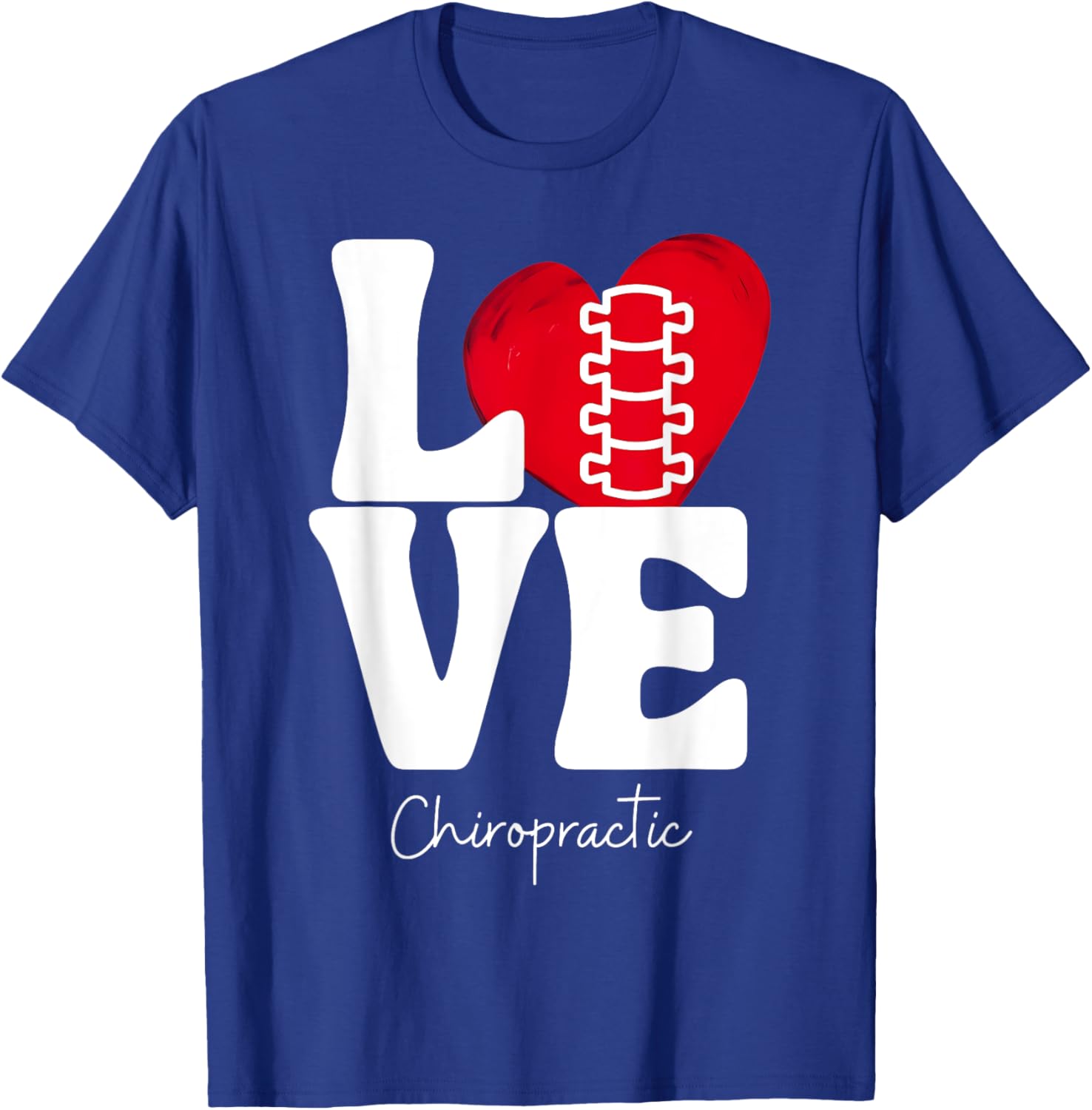 LOVE Retro Chiropractic Heart Spine Adjustment Chiropractor T-Shirt - T-Shirt | Royal