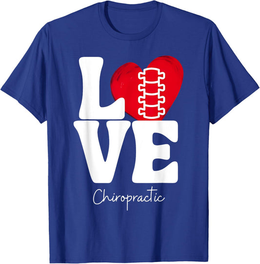 LOVE Retro Chiropractic Heart Spine Adjustment Chiropractor T-Shirt - T-Shirt | Royal