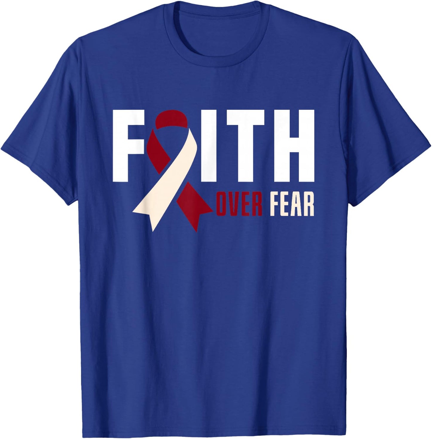 Faith Fear Jesus God Throat Oral Head Neck Cancer Awareness T-Shirt - T-Shirt | Royal