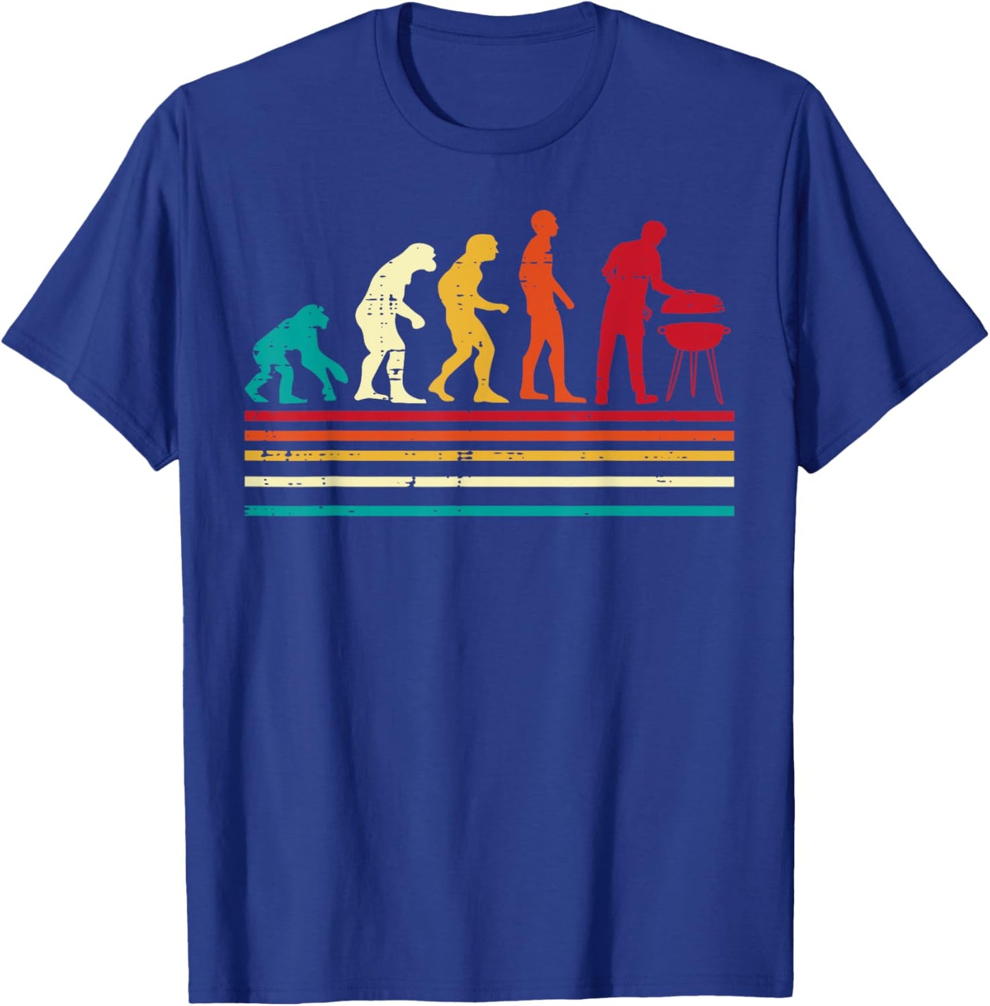 Bbq Grilling Evolution Retro Barbecue Men Women Kids T-Shirt - T-Shirt | Royal