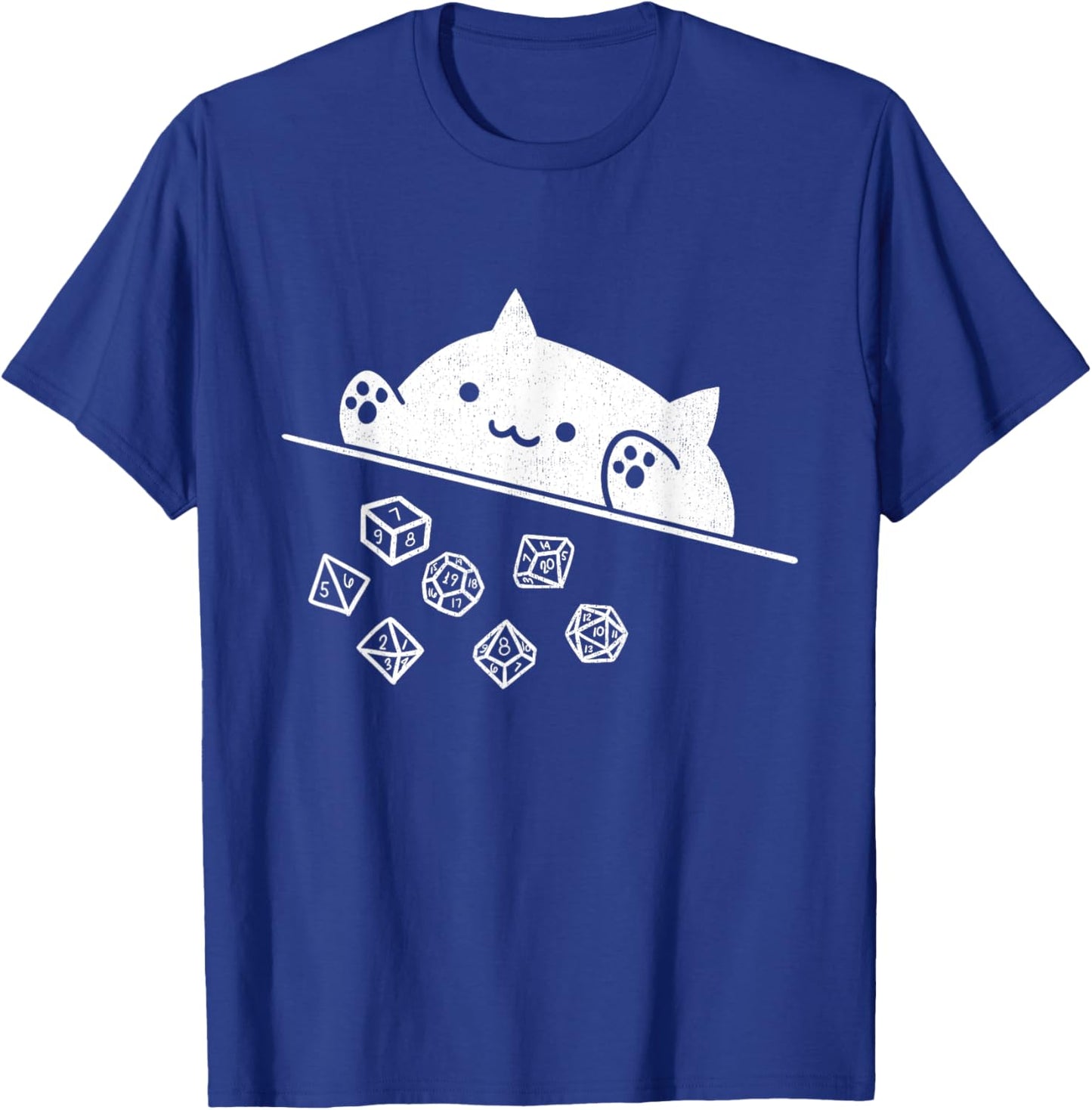 Cute Cat Gamer RPG Game Rainbow Dice Nerdy Men Women Kids T-Shirt - T-Shirt | Royal
