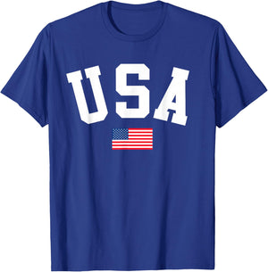 USA Shirt Men Women Kids American Flag Patriotic 4th of July T-Shirt - T-Shirt | Royal