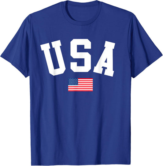 USA Shirt Men Women Kids American Flag Patriotic 4th of July T-Shirt - T-Shirt | Royal