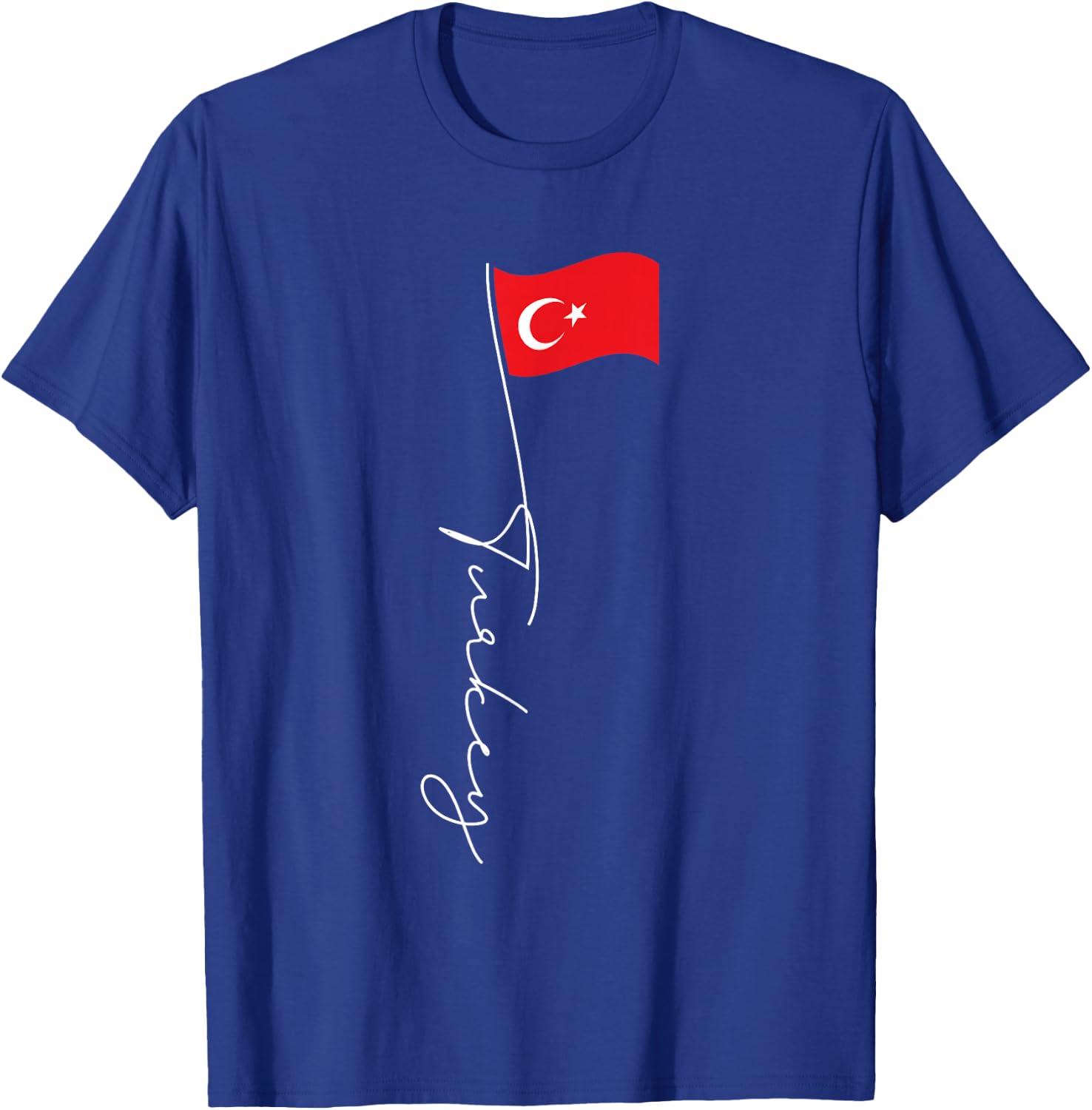 Turkey Signature Flag Pole - Elegant Patriotic Turkish Flag T-Shirt - T-Shirt | Royal