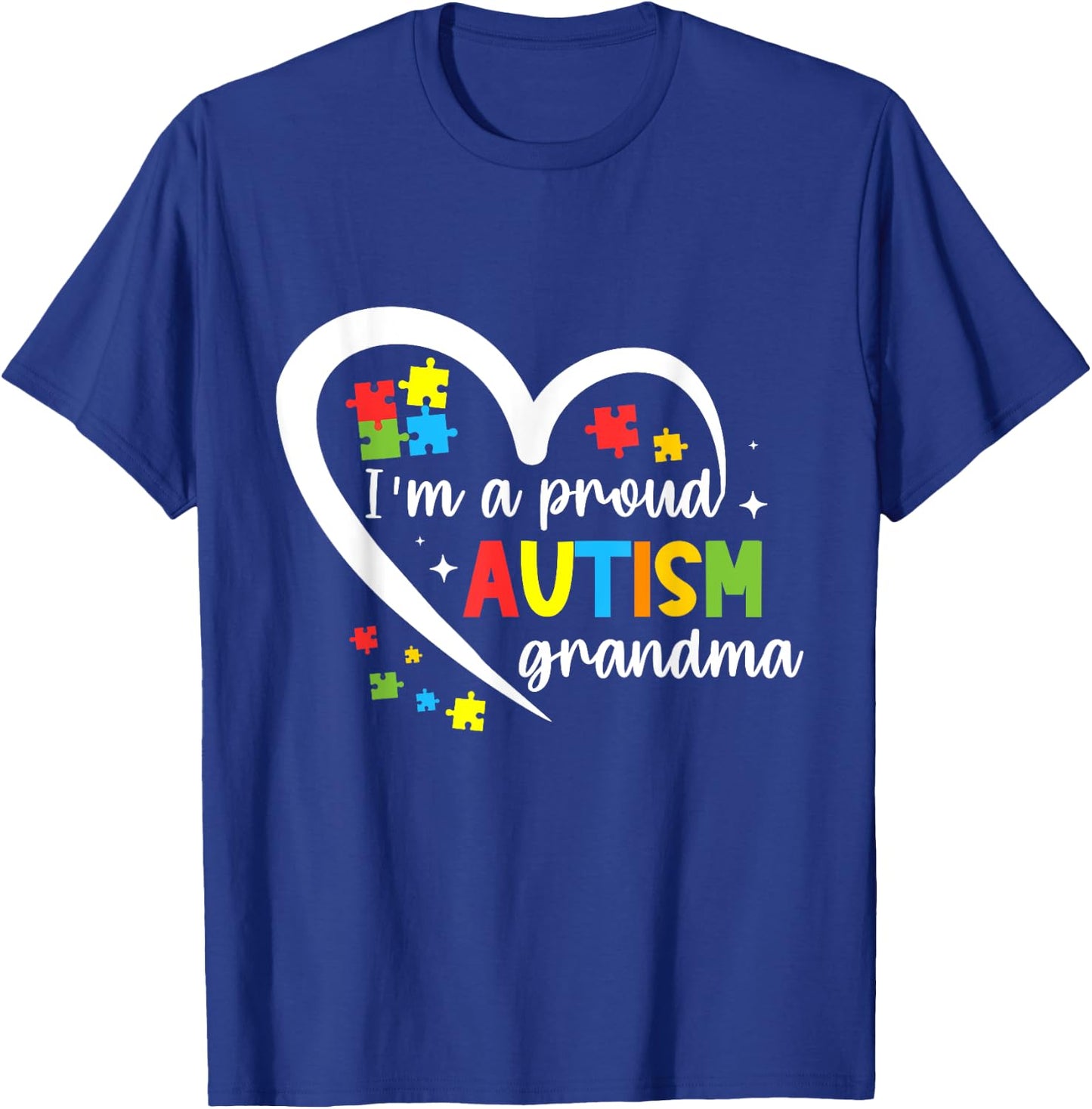I'm A Proud Grandma Love Heart Autism Awareness Puzzle T-Shirt - T-Shirt | Royal