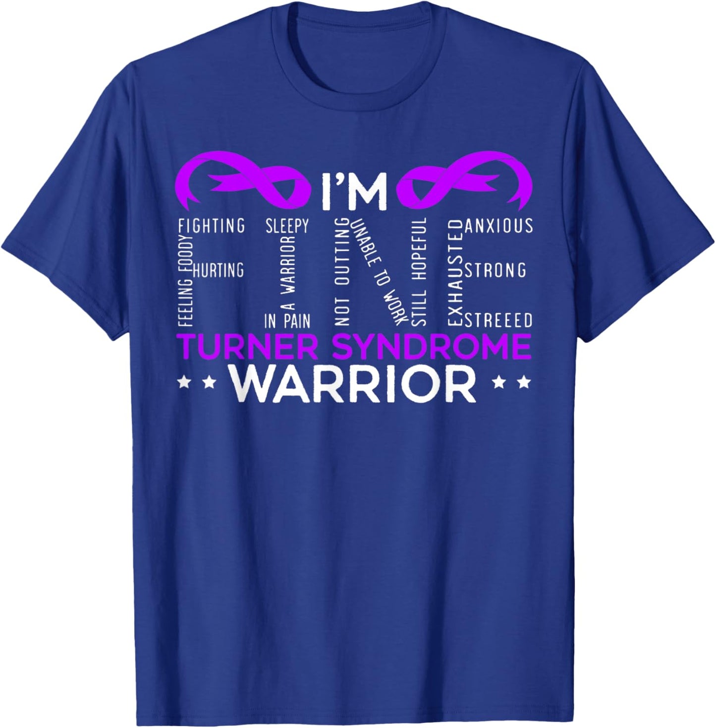 Turner Syndrome Awareness SteMi Apparel -Adults Black Cotton 65% Polyester 35% Classic Fit Collarless Short Sleeve Turner Syndrome Warrior Turner Syndrome Awareness Small T-Shirt - T-Shirt | Royal