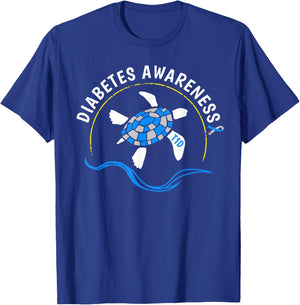 T1D Sea Turtle Type 1 Diabetes Awareness T-Shirt - T-Shirt | Royal