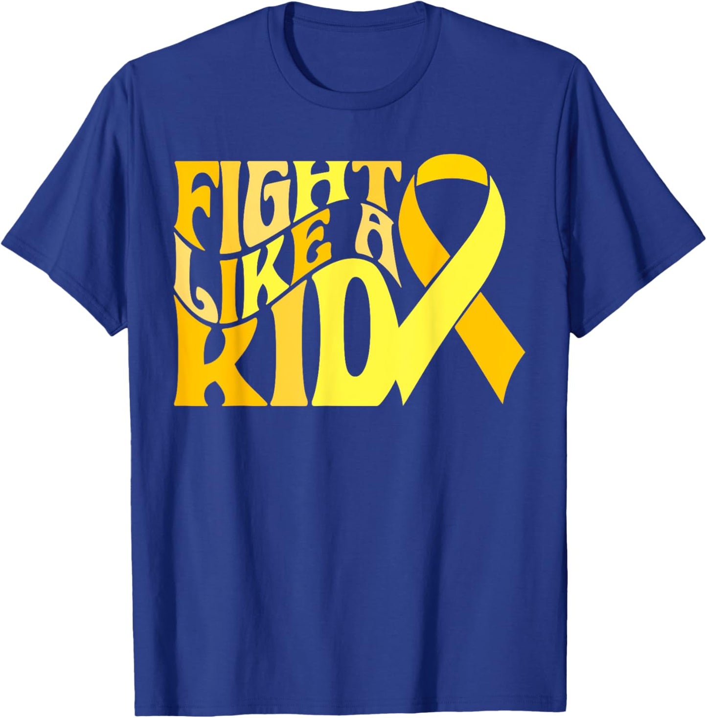 Fight Like Kid Golden Ribbon Childhood Cancer Awareness 2024 T-Shirt - T-Shirt | Royal