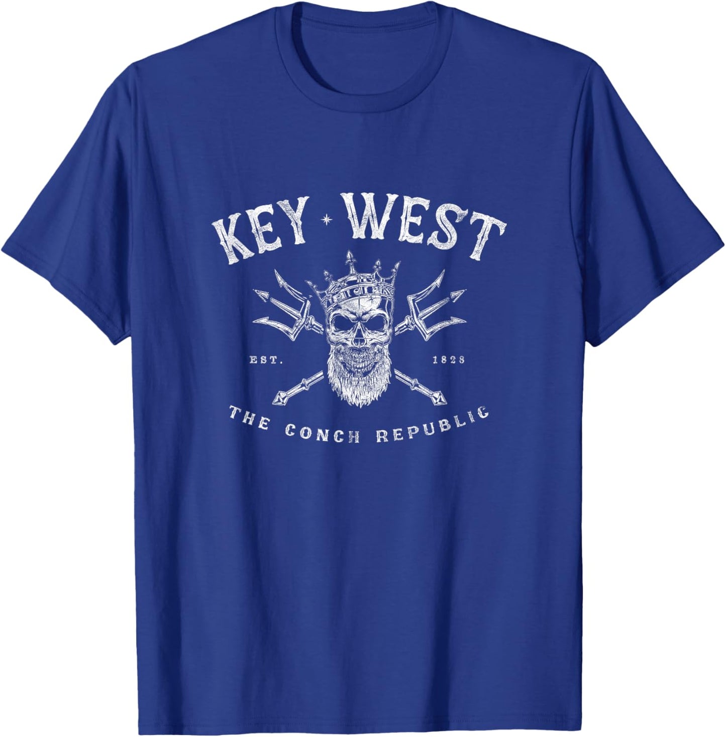 Key West Florida Vintage Poseidon Conch Republic T-Shirt - T-Shirt | Royal