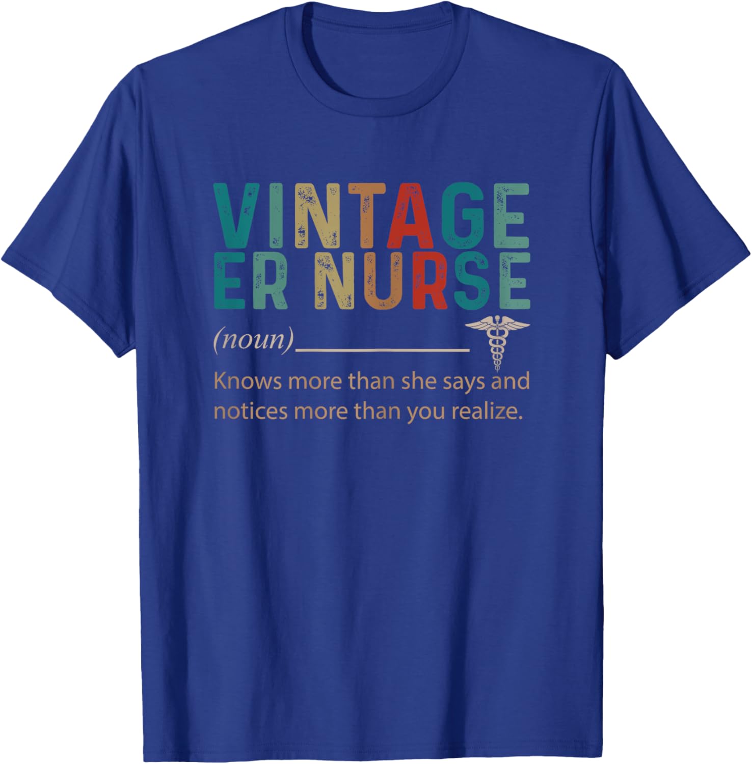 Vintage ER Nurse Noun Retro Style 60s 70s 80s T-Shirt - T-Shirt | Royal