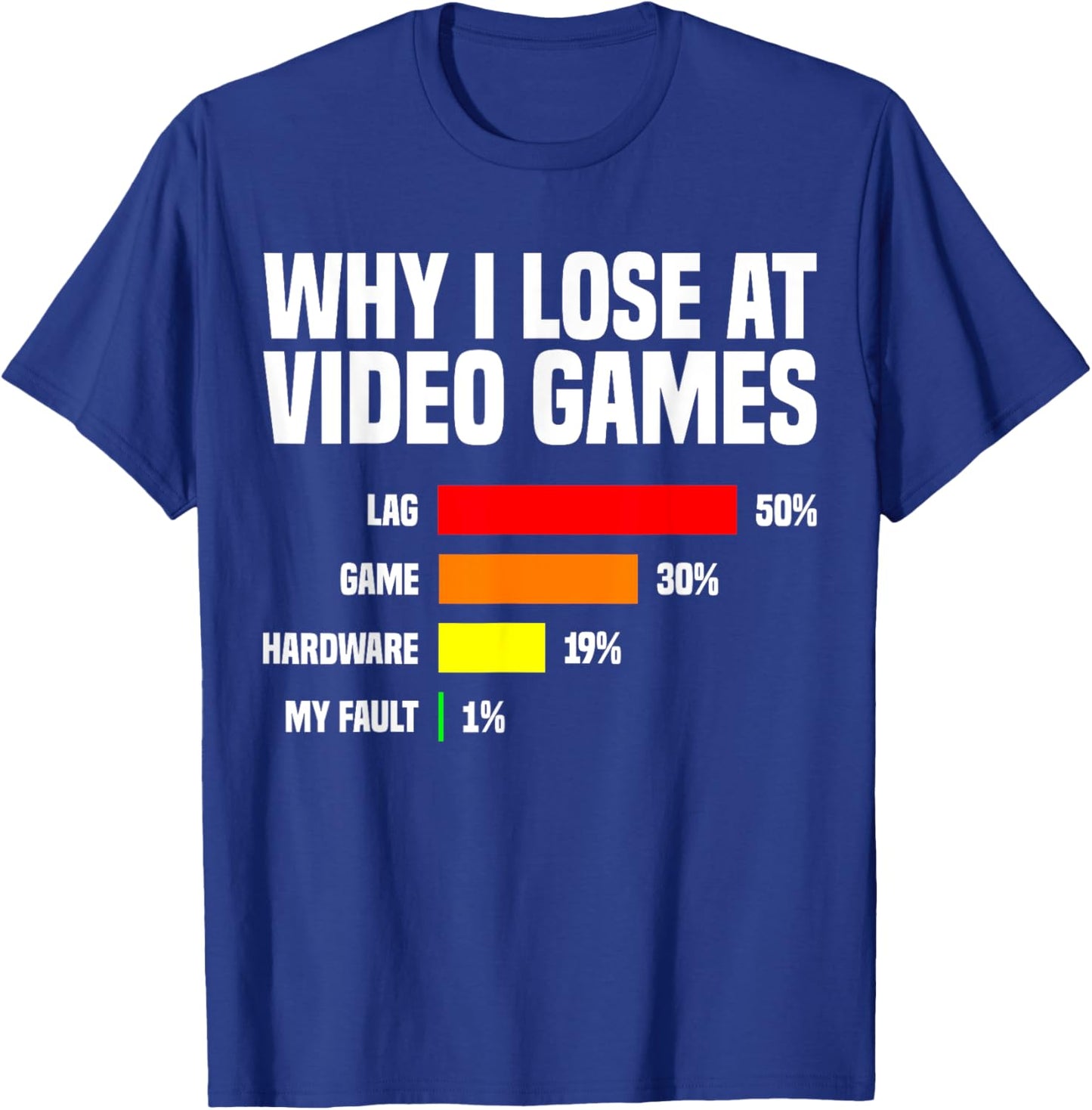 Why I Lose At Video Games, Funny Gamer T-Shirt - T-Shirt | Royal