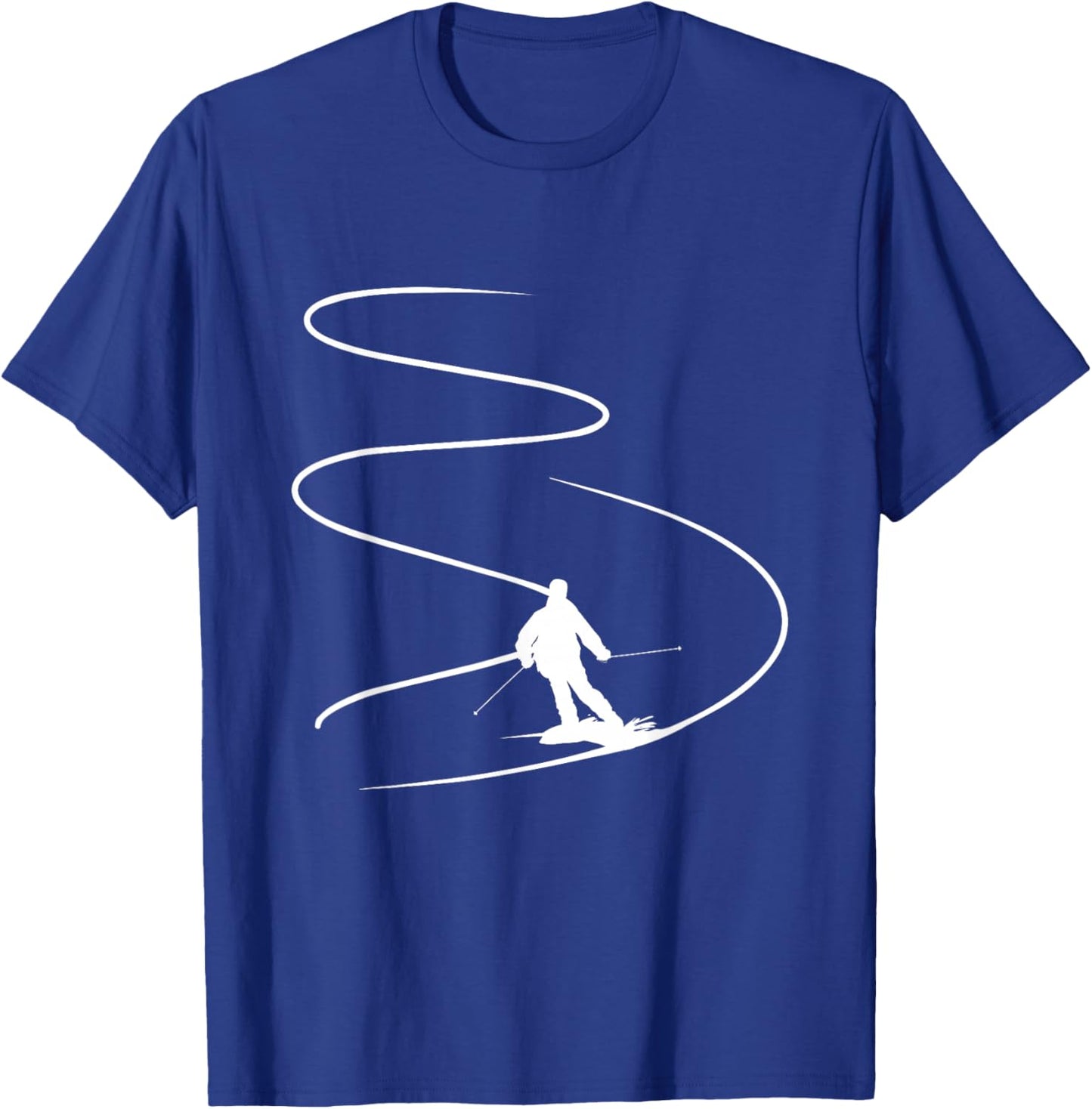 Skier With Tracks In Deep Powder Snow Freeride Sport Skiing T-Shirt - T-Shirt | Royal