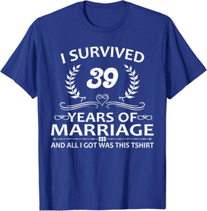 39th Wedding Anniversary Couples Husband Wife 39 Years T-Shirt - T-Shirt | Royal