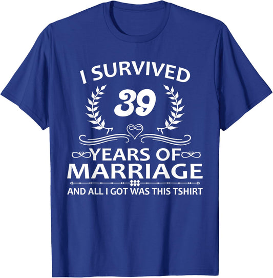 39th Wedding Anniversary Couples Husband Wife 39 Years T-Shirt - T-Shirt | Royal