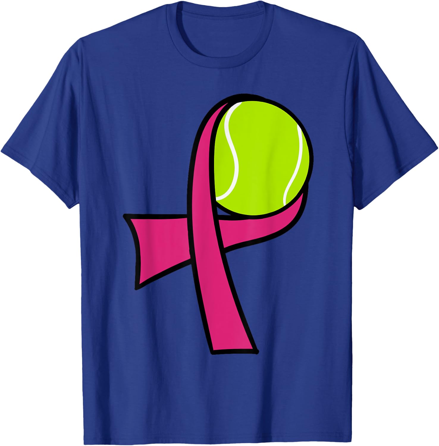 Breast Cancer Tennis Ball Pink Ribbon Mammogram Sport Smash T-Shirt - T-Shirt | Royal