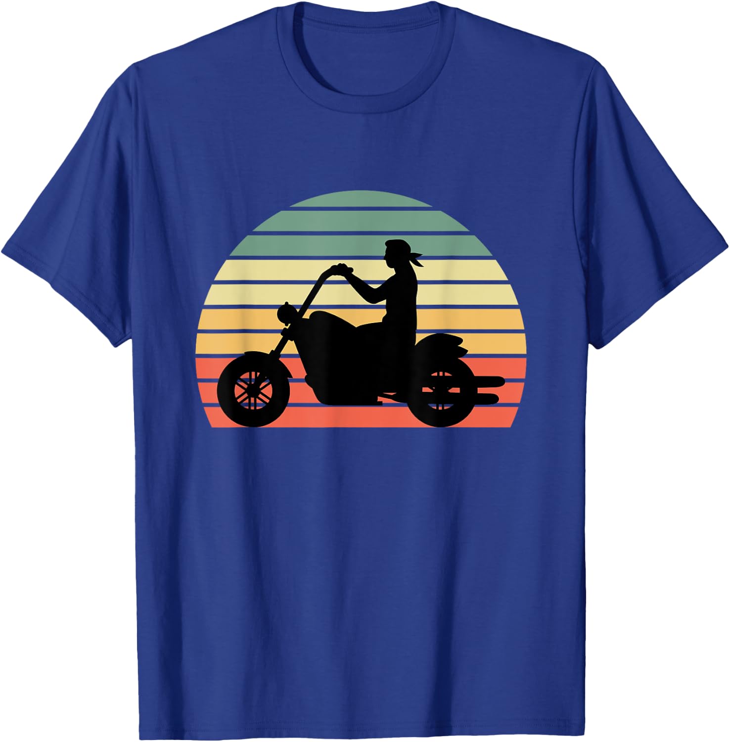 KaizenDesigns Vintage Biker - Retro Motorcycle Silhouette T-Shirt - T-Shirt | Royal