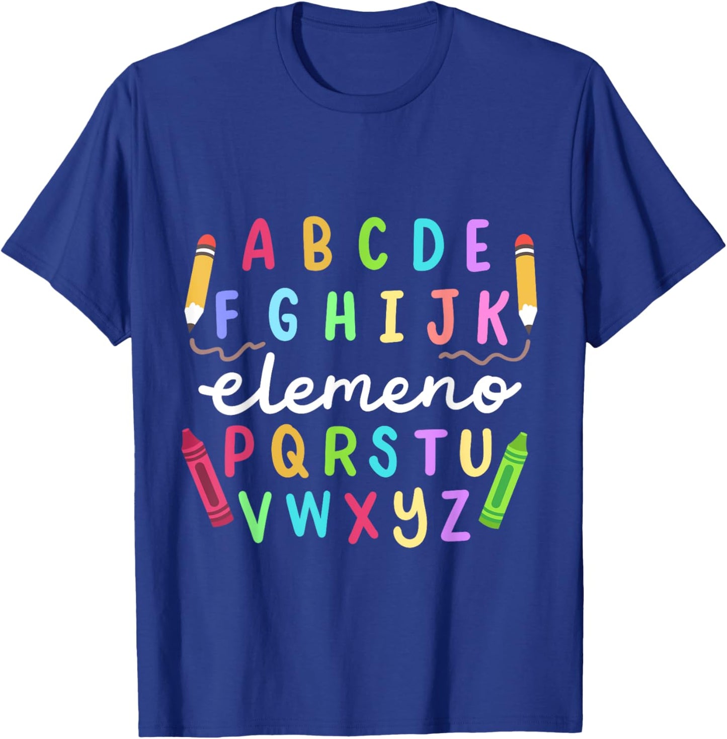 ABC Alphabet Elemeno Happy First Day Of School Teachers Kids T-Shirt - T-Shirt | Royal