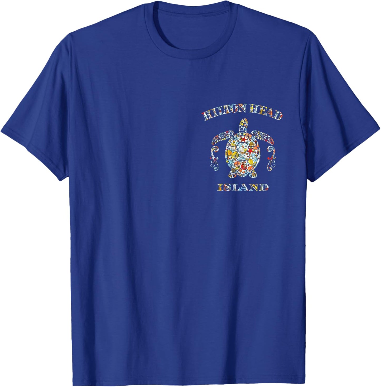 JCombs: Hilton Head, SC, Sea Turtle w/ Seashells (2-Sided) T-Shirt - T-Shirt | Royal