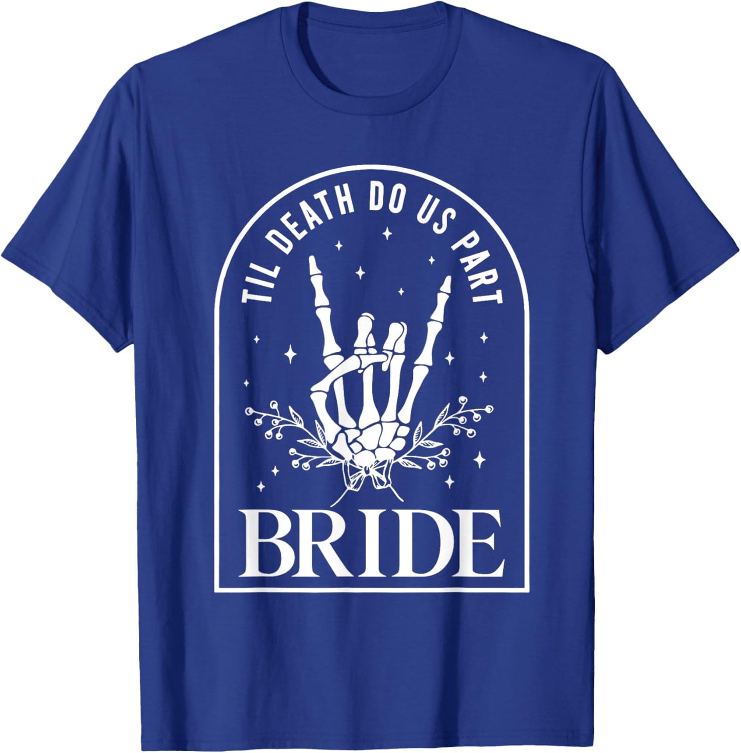 Bride Groom Skeleton Rock Hand Couples Wedding Halloween T-Shirt - T-Shirt | Royal