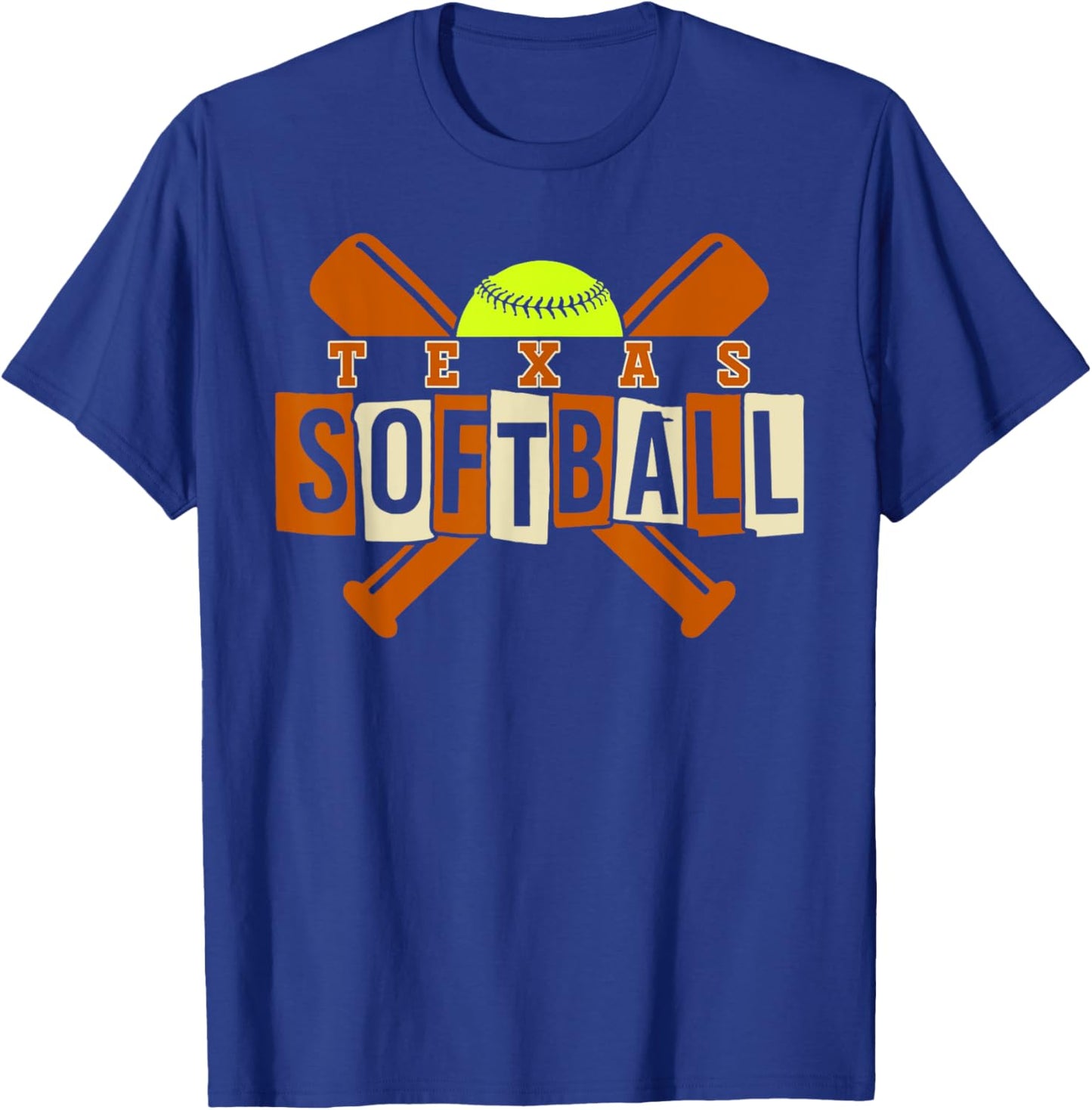 Texas Softball Vintage Kids Team Retro Softball Fan T-Shirt - T-Shirt | Royal