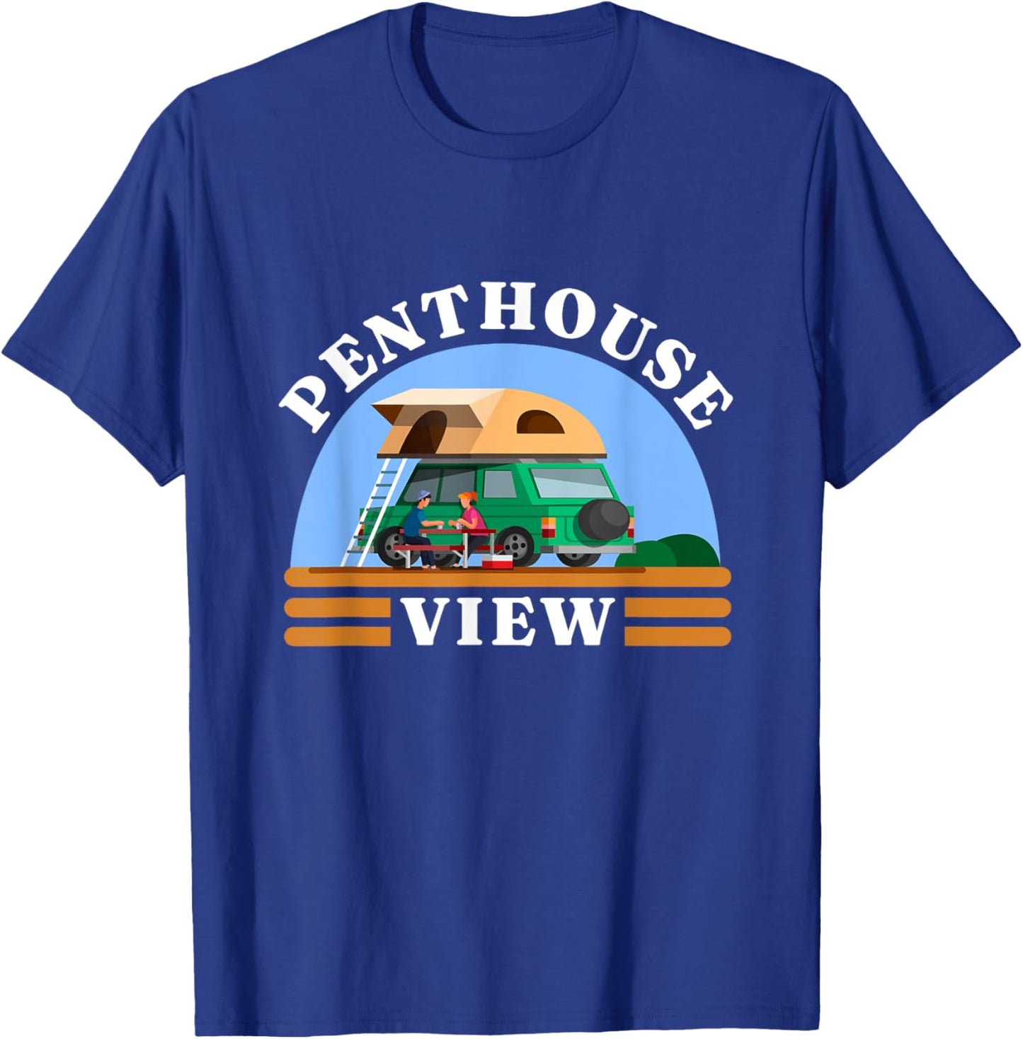 Penthouse View Rooftop Tent Camping Off-Road Vehicle Camper T-Shirt - T-Shirt | Royal