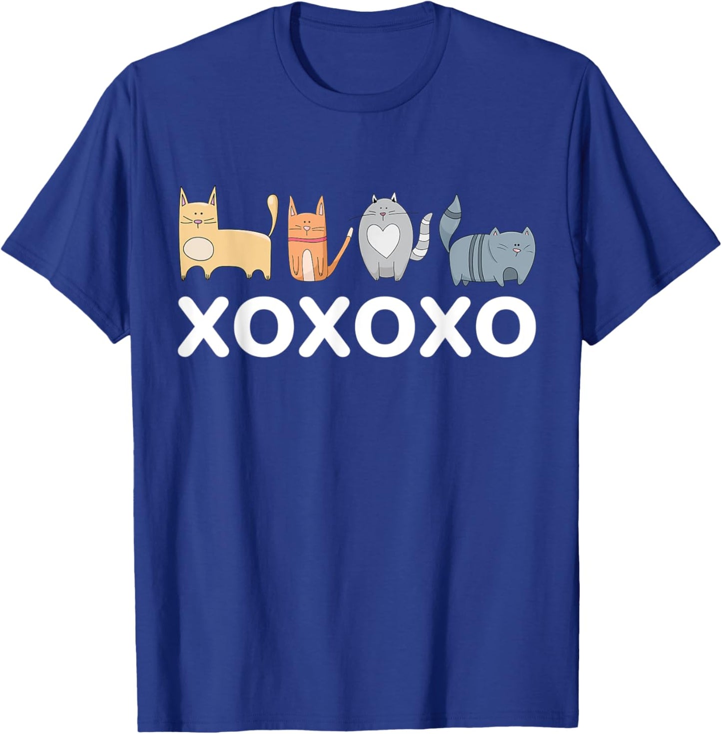Cute Cat XOXOXO Design Women Kids T-Shirt - T-Shirt | Royal