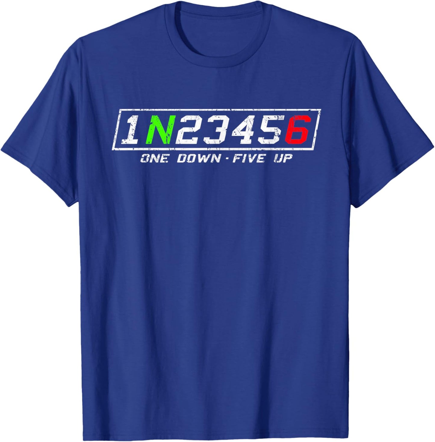 1n23456 Motorcycle Gear Shift Pattern for Biker Motorcyclist T-Shirt - T-Shirt | Royal