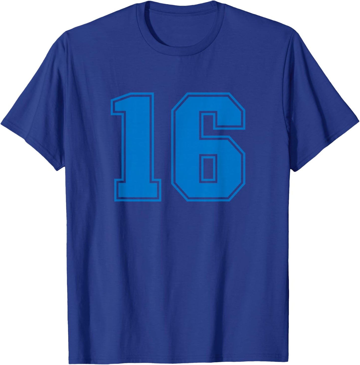 Number #16 Blue Sports Uni Number T-Shirt - T-Shirt | Royal