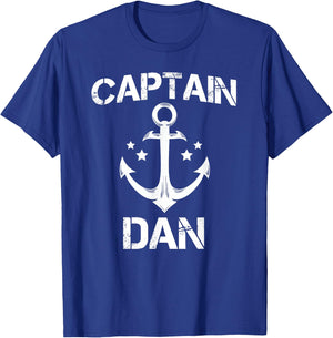 CAPTAIN DAN Funny Birthday Personalized Name Boat Gift T-Shirt - T-Shirt | Royal