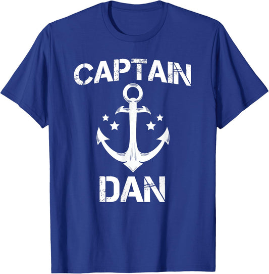 CAPTAIN DAN Funny Birthday Personalized Name Boat Gift T-Shirt - T-Shirt | Royal