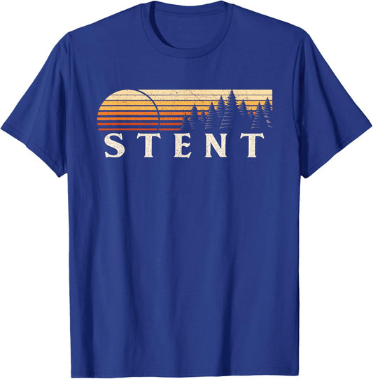 Stent, CA Vintage Evergreen Sunset Eighties Retro T-Shirt - T-Shirt | Royal